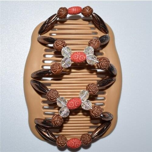 20 pcs/lot royal pattern brown clasical beads rose flower comb work lady hair accessory Easy to Use