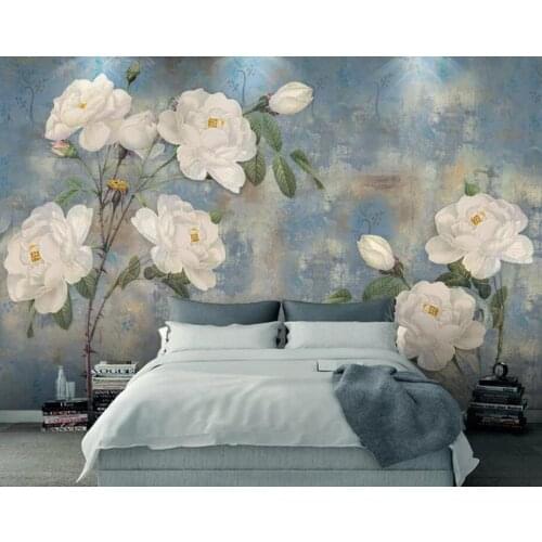 3D Vintage Watercolor Flower Wallpaper Mural Home Art Wall Murals Decal for Bedroom HD Printed Floral Wall Paper Rolls Customize