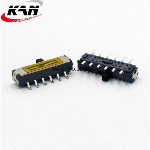 50pcs MSKT-42D01 2 level horizontal patch small toggle switch with yellow film 12-pin side dial small mini slide switch