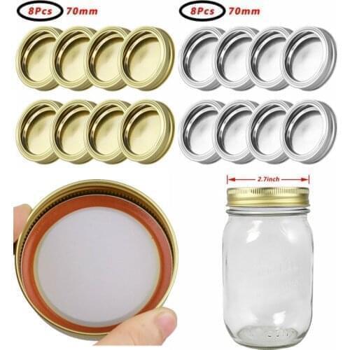 70mm Wide Mouth Mason Jar Lid Leak Proof Seal Food Keeping Fresh Mason Canning Covers Rust Resistant Screw Bands Ring with Discs