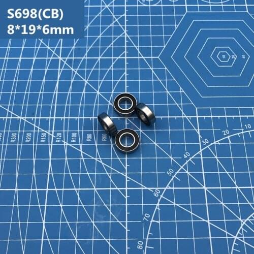 Free Shipping 2pcs ABEC-5 S698-2RS CB (8*19*6mm) Hybrid Ceramic Stainless Steel Deep Groove Ball Bearing S697 2RS For Fishing