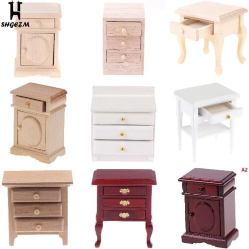 Dollhouse Mini Wooden Cabinet Wardrobe Handcrafted Bedside Table Furniture Model Wardrobe Doll House