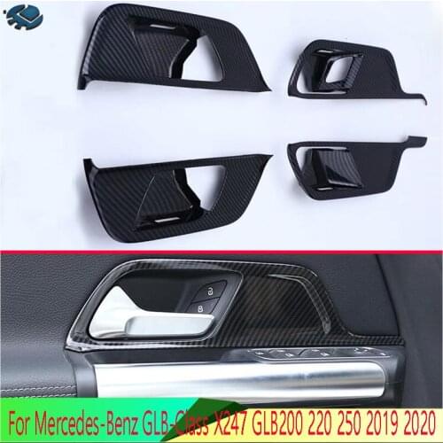 For Mercedes-Benz GLB-Class X247 GLB200 220 250 2019 2020 Carbon Fiber Style Inner Door Handle Cover Catch Bowl Trim