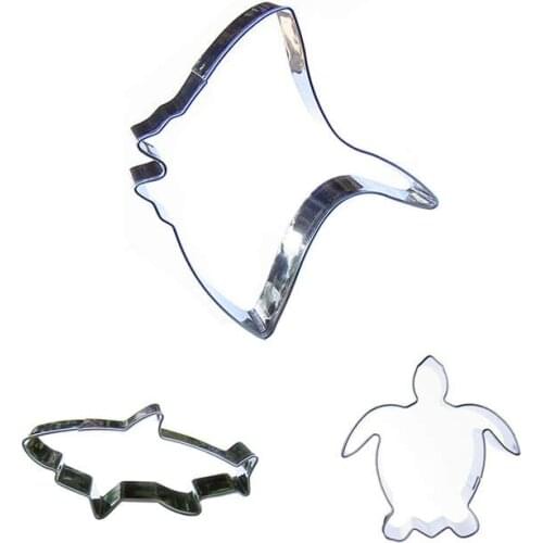 Batfish,Little shark,Baby turtles shape 3 piece cookie cutting molds, baking tools, cake decorating soft candy tools