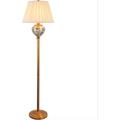 High End Chinese Country Hand painted Ceramic Fabric Led E27 Floor Lamp for Living Room Bedroom Study Deco H 160cm 2181