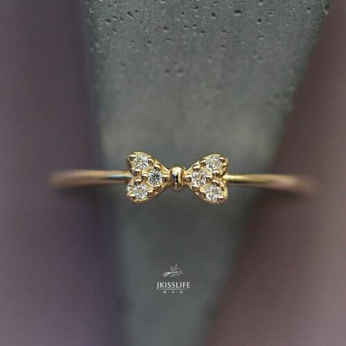 2021 Fashion S925 Sterling Silver Simple Small Cute Bow Ring For Women Vintage Zircon Girly Fine Jewelry Gift Elegant Exquisite