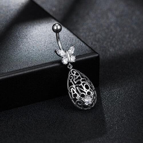 Medical Stainless Steel Belly Button Rings Crystal Zircon Gold Skeleton Pendant Women Belly Piercing Sex Body Jewelry Piercing