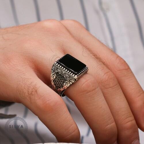 Agate Aqeeq 925 silver mens ring. Mens jewelry stamped with silver stamp 925 All sizes are available
