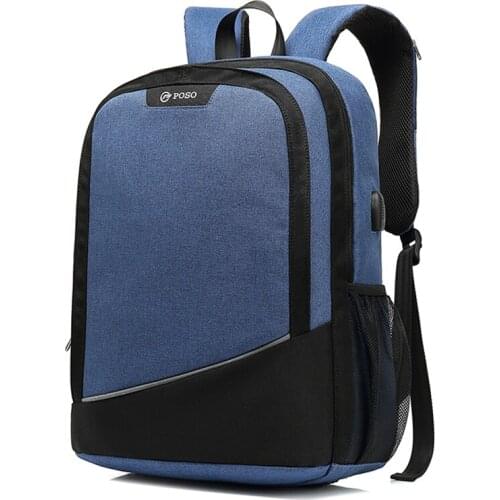 POSO USB Charging Notebook Backpack Men Laptop Computer Bag 15-15.6 inch Large Waterproof Male School Backpack for Teenage Boys
