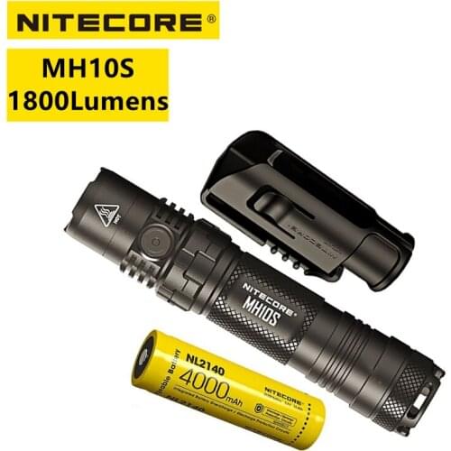 Original NITECORE MH10S Flashlight 1800Lumens USB Rechargeable LED Spotlight Flashlight With NL2140 4000mAh Battery Troch Light