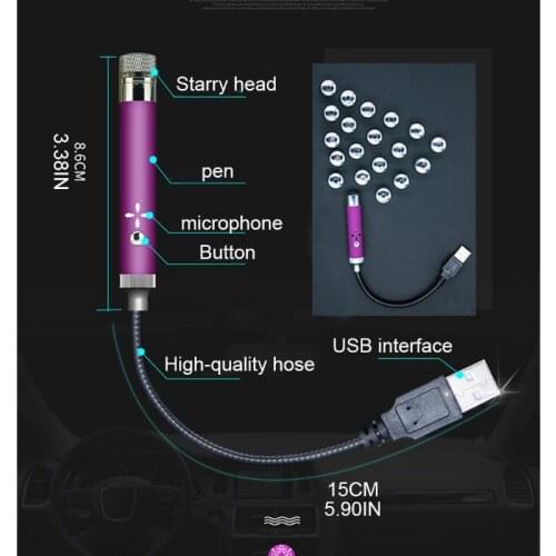 Car Ambience Panoramic Starry Sky Projection Purple Roof Light Starry Sky LED B36B