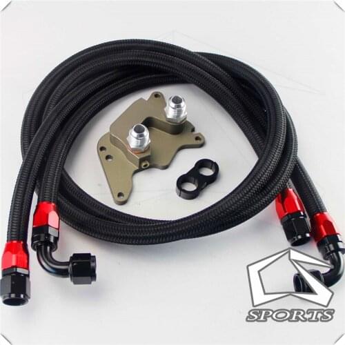 Oil Cooler Sandwich Plate Adapter/ Fitting+ 2 pcs Oil/Fuel line kit Fits for Mini Cooper S R56 K