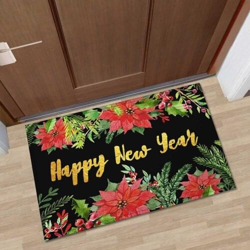 Modern Welcome Entrance Mat Happy New Year Pattern Print Home Decor Floor Mats for Bedroom Living Room Water Absorbing Doormat