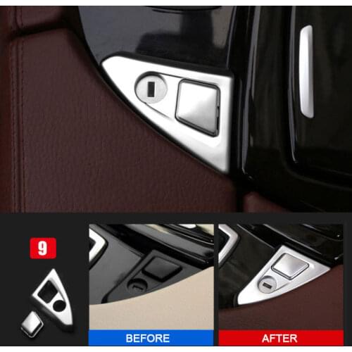 Car styling ABS Chrome Interior Center Console Armrest Button Cover Trim Stickers for BMW 5 series F10 F18 525 528