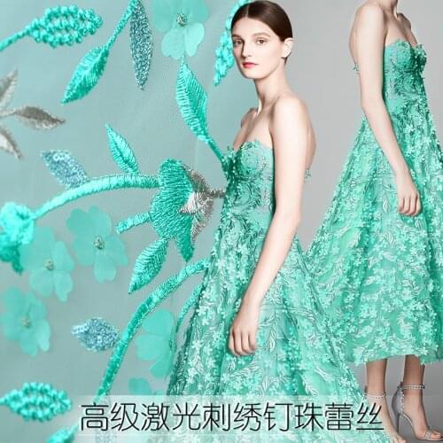 Stereo embroidery net yarn lace fabric summer net fabric popular lace fabric wholesale lace cloth material polyester lace fabric