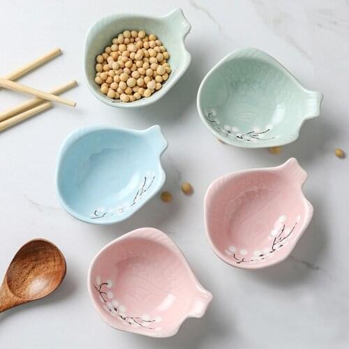 Fish shaped creative dipping dish household ceramics lovely small sauce dish seasoning small plate mustard vinegardish seasoning