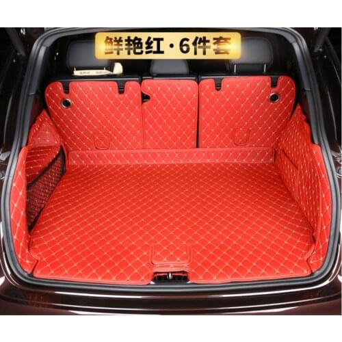 Car Embroidery Leather Full Rear Trunk Tray Liner Cargo Mat Floor Protector Foot Pad Mats For Porsche Cayenne 2018 2019
