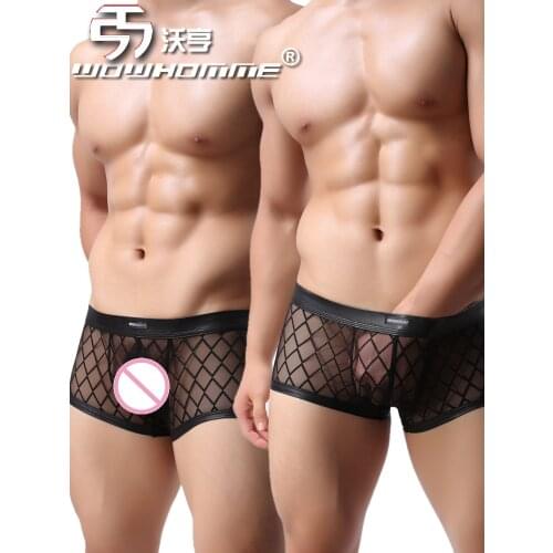 Wowhomme Mens Underwear Sexy Mesh Boxer Underpants Wh53