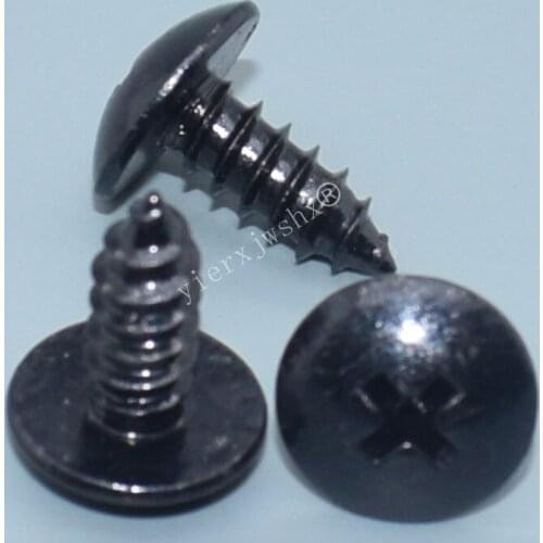 Yierxjwshx 100pcs 5MM Black Cross Recessed Round Head Tapping Screw Auto Car Metal Fasteners Clip