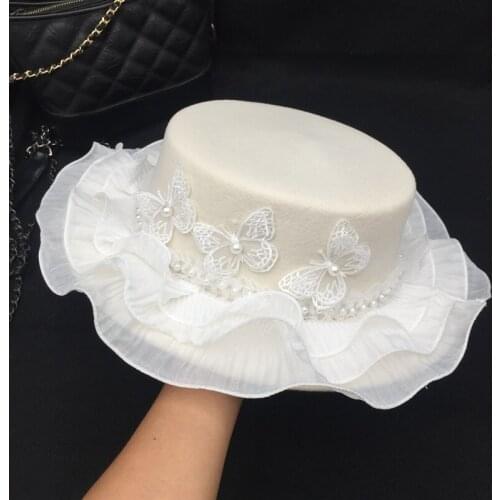 Fedora new winter white wool felt hat bowknot fashionable elegant noble hat tide restoring ancient ways for woman