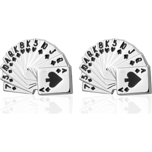 C-MAN Luxury shirt silvery poker cufflink for mens Brand cuff buttons cuff links High Quality abotoaduras Jewelry