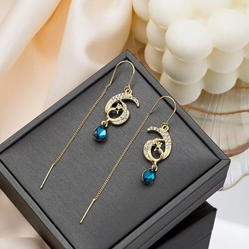 Find Me Simple Fashion Phoenix Tassel Long Thin Crystal Drop Earrings For Women Party Jewelry Accessories