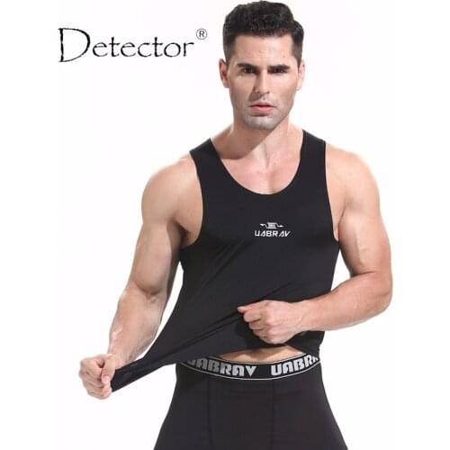 Detector Running Sleeveless Mens Vest Sports Tights Tank Fitness Breathable Fast Dry Compression Stretch Tops