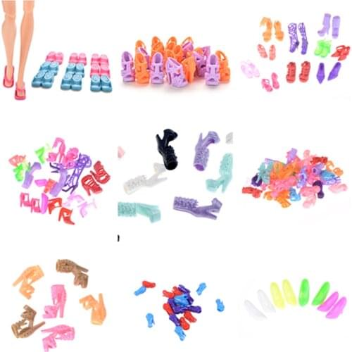 10Pairs/Set Mini Doll Shoes Fashion Cute Colorful Heels Sandals Shoes for Doll Accessories Girls Play Toy Xmas Gift