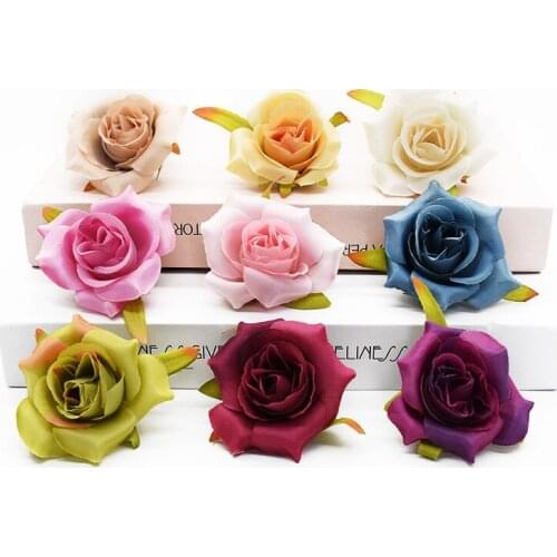 20 pieces Roses Home decoration accessories Wedding decoration Candy box Decorative flowers wreaths Brooches Headdress Garlands
