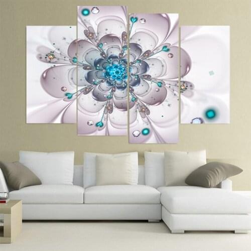 4 Pieces of High-definition Blooming Flower Posters Beautiful Wall Paintings for Living Room Home Decoration Without Frames