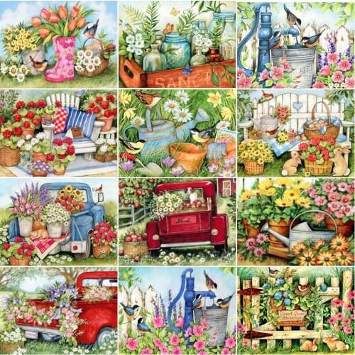 5D Diy Diamond Painting Flowers Birds Spring Scenery Kit Full Drill Embroidery Snow Mosaic Art Picture Of Rhinestones Home Decor