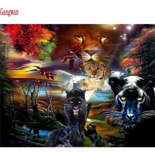 5d Mosaic Diy Diamond Embroidery forest Black panther landscape Full Diamond Painting Cross Stitch Rhinestone Home Decoration