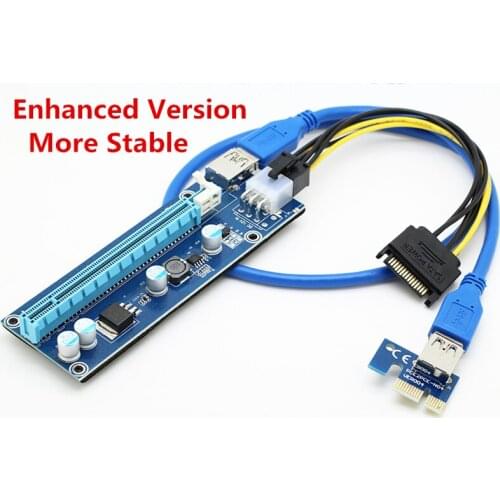 6PCS Super Stable PCI-E1X to 16X Graphics Card Patch Cord 6Pin USB3.0 PCI-E Extension Power Cable For ETH BTC GPU Miner Machine