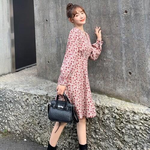 8998# Maternity Clothes V Neck Floral Nursing Dress Spring Autumn Breastfeeding Dress