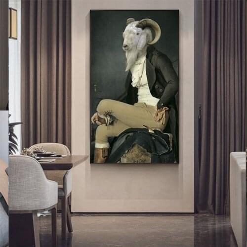 Abstract Human Face Beast Painting Creative Big Poster Print Wall Art Picture for Living Room Cuadros Salon Decoracion Tableaux