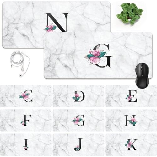 Anti-slip Waterproof PU Leather Computer Mouse-pad Smooth Game Laptop Mouse Pad White-marble Pattern Large Mouse Mat