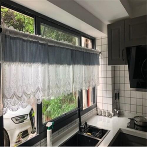 Free Shipping Pastoral Half Quality Lace Coffee Tea Curtain Kitchen Short Small Cupboard Shades Wardrobe Home Window Blinds