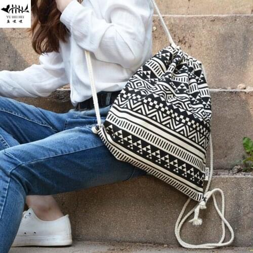 Bohemian Backpacks Bags Bag рюкзак женский Women Canvas Drawstring String Bags Womens Backpack Bags сумка женская Sack Pack Bag