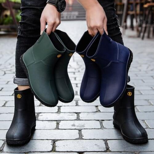 Rain Boots Men Waterproof Non-Slip Chelsea Booties Fashion Ankle Boots Platform Arrival Unisex Rubber Couples Rainboots