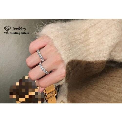 CC 925 Silver Womens Ring Cubic Zirconia Rings White Gold Plated Bridal Wedding Engagement Trendy Jewelry Bijoux Femme CC1565