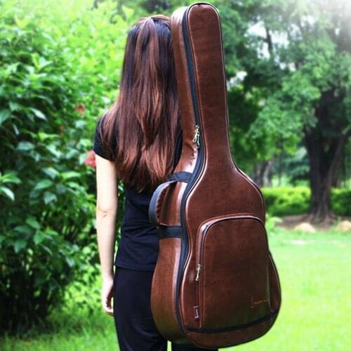 Guitar Bag Folk Guitar Backpack Thickened Shoulders Waterproof Shockproof PU Leather Bag 40 41 Inch