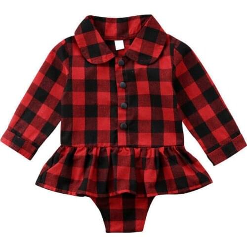 0-24M Newborn Kids Baby Girls Clothes long Sleeve Plaid Romper Elegant cute party princess Dress lovely Cotton Outfit