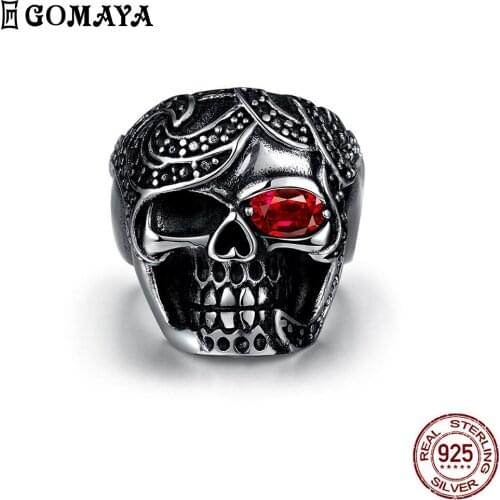 GOMAYA 316L Stainless Steel Skeleton Rings For Men Black Fashion Punk Neo-Gothic Vintage Ring Party Fine Jewelry New Arrival