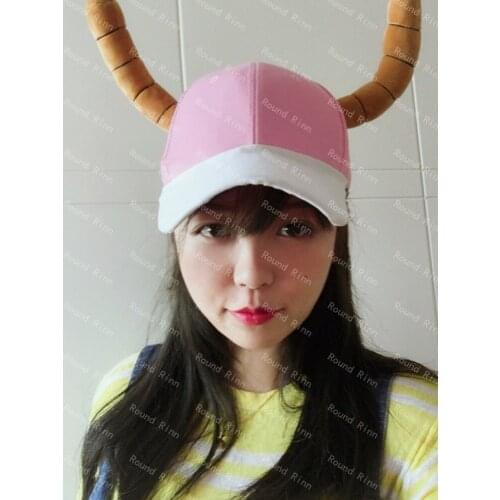Miss Kobayashis Dragon Maid Quetzalcoatl Lucoa Cosplay Cap Anime Pink & White Hat With Dragon Horns