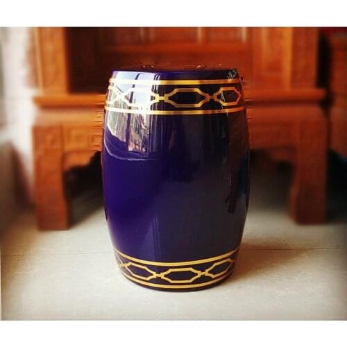 Chinese Furniture Porcelain Drum Stool Golden Dressing Sitting Stool Living Room Sofa Model Room home decoration porcelain stool