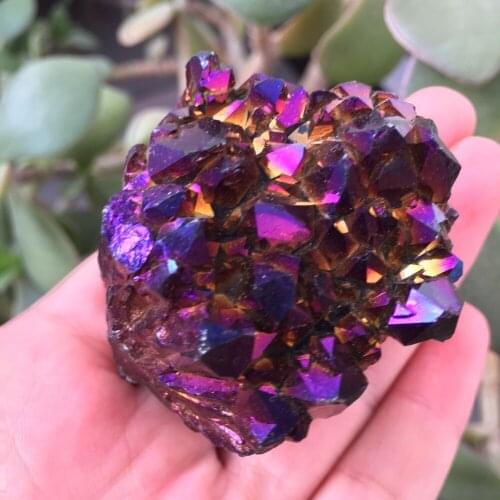 Beautiful Natural Red Titanium Rainbow Aura Quartz Crystal Cluster Gemstone Specimen natural stones and minerals