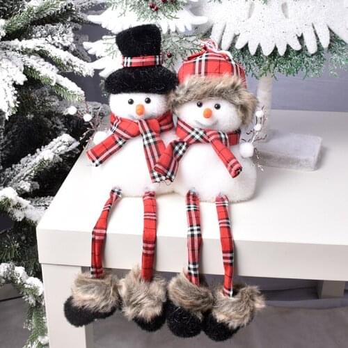 Creative brothers snowman and sitting bear decoration props window scene layout small ornaments decoration white flocking series