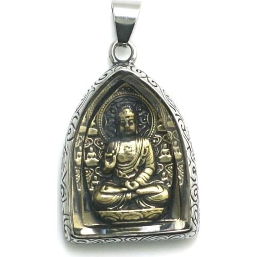 Unisex 316L Stainless Steel Buddha Protect Pendant