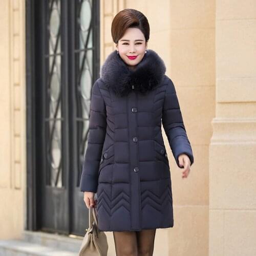 2020 Winter Long Jacket For Women Solid Parka Mujer Plus Size Thicken Hooded With Fur Collar Buttons Outwear Coat Invierno Mujer