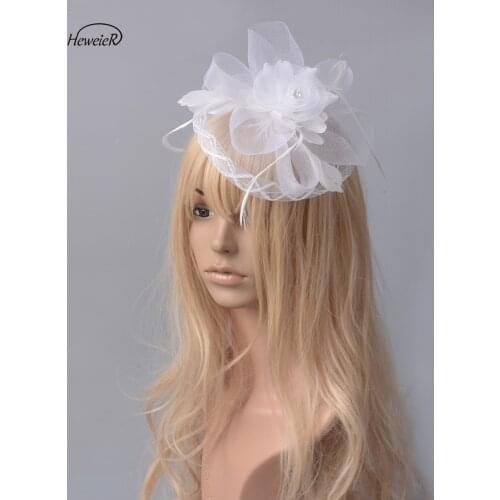 Women Lady Girl Fashion White Flower Mesh Birdcage Veil Fascinators Hats Hair Clips Headdress Headwear Party Accessories